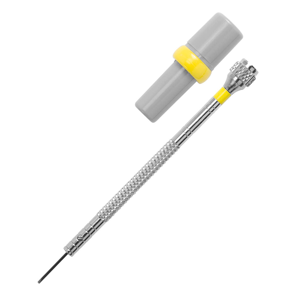 Tournevis à fente Basic, 0,8 mm, meulé en V, jaune, 4 mèches  de rechange