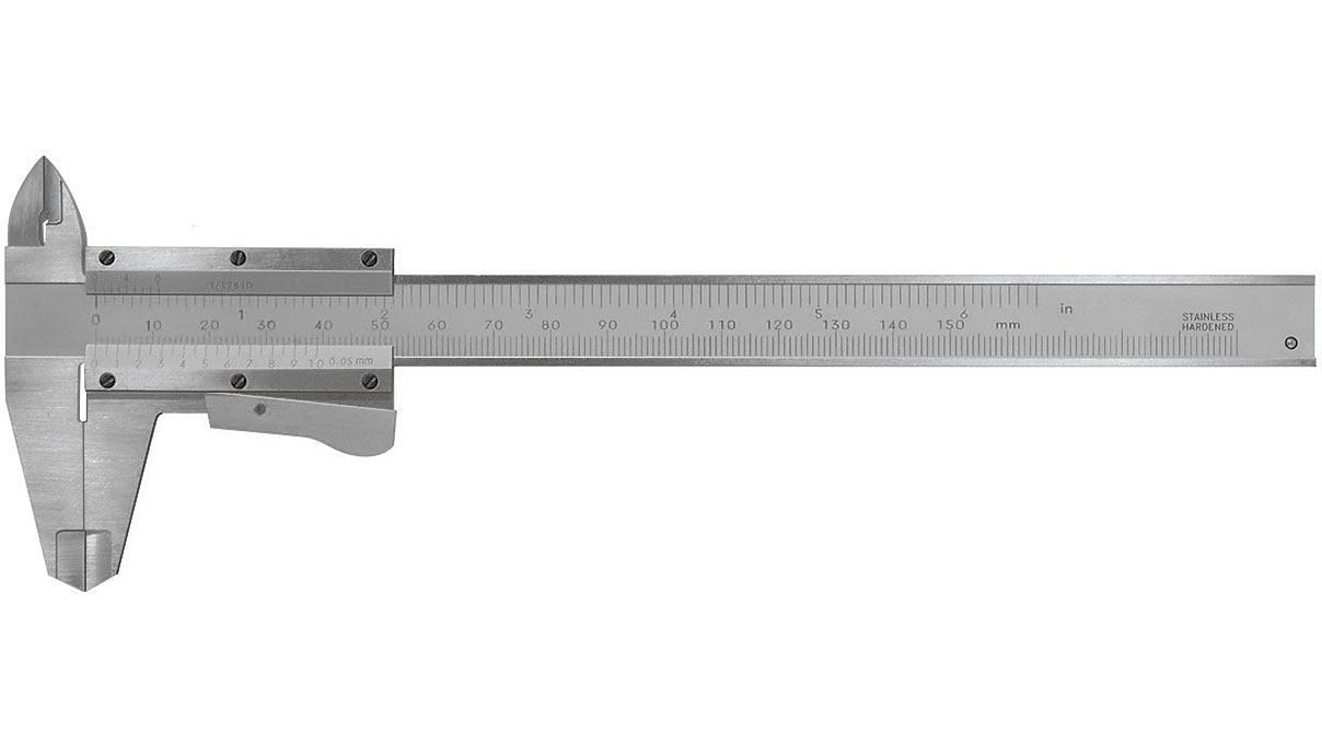 Bergeon 6045-09 calibre coulissant avec blocage automatique, plage de mesure 150 mm, vernier 0,05 mm