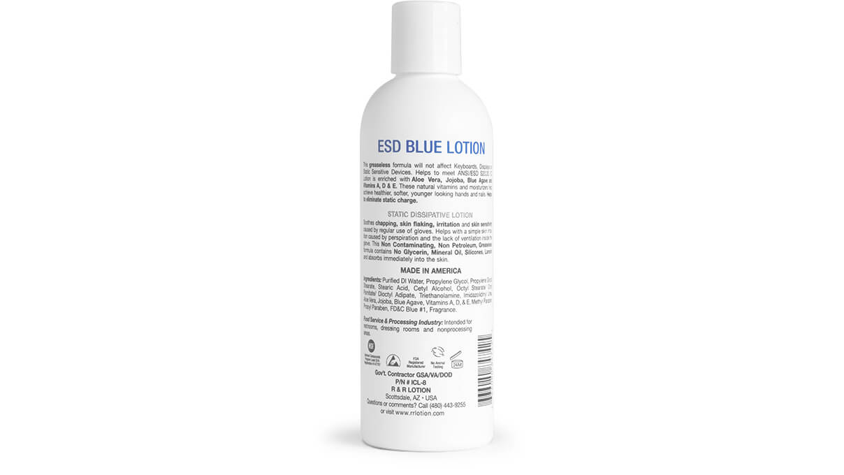 ESD Blue Lotion, lotion pour les mains, flacon distributeur, 236 ml