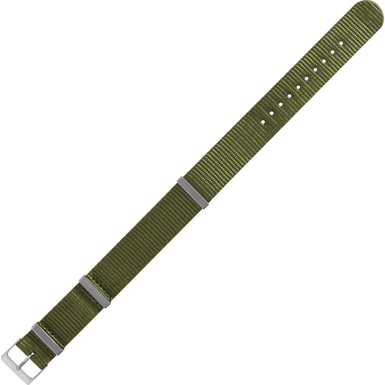 Bracelet de montre Nylon couleur vert, largeur 20 mm, longueur 280 mm