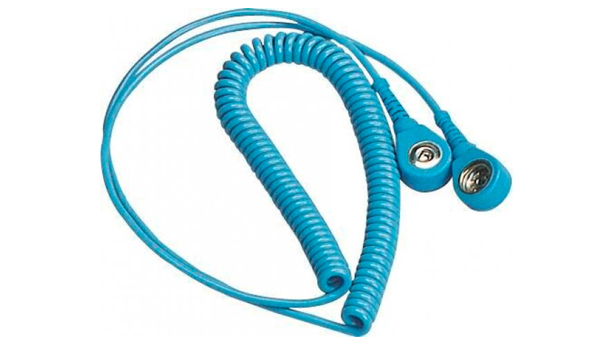 Câble de mise à la terre, câble spiralé 2,4 m, bleu clair