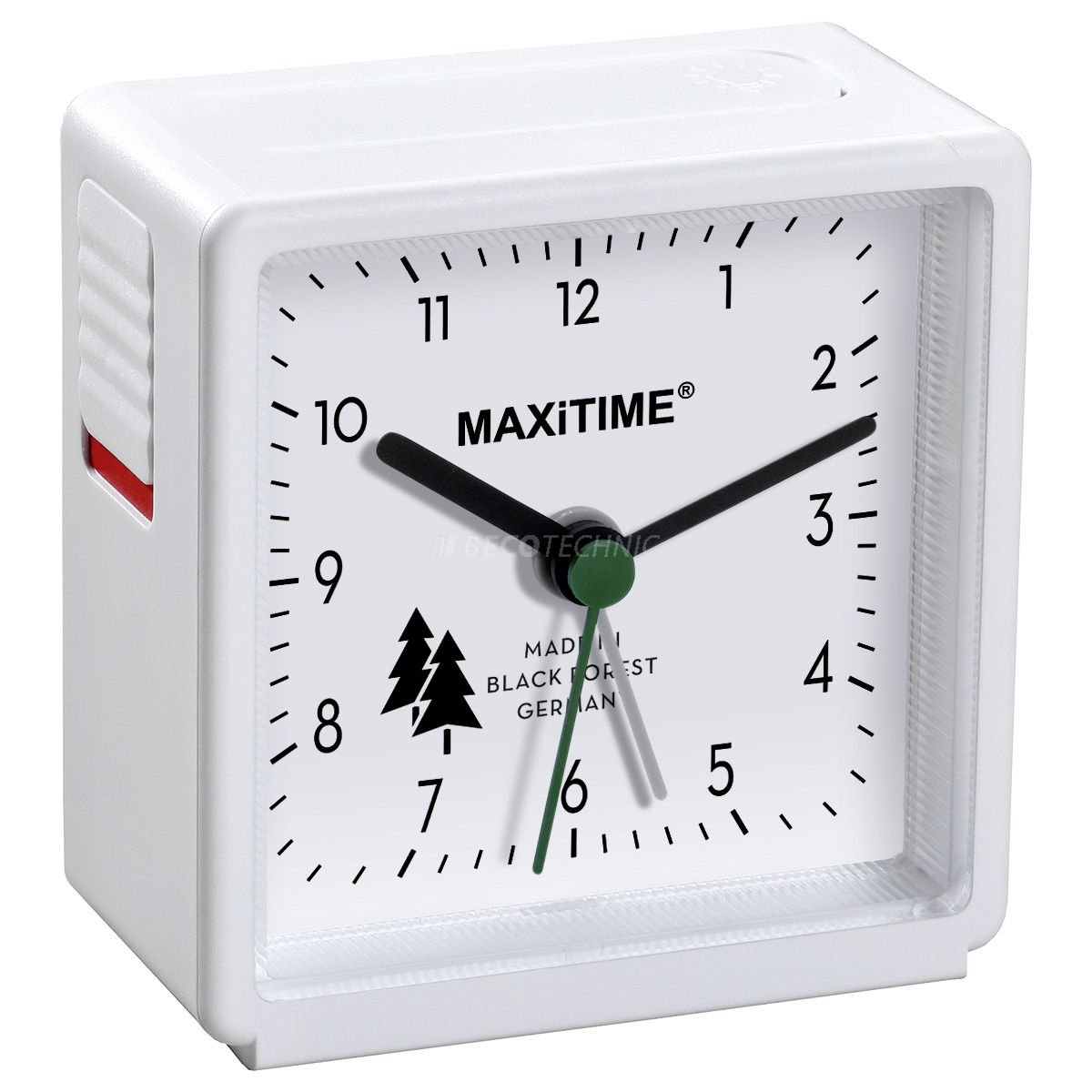 Maxitime réveil quartz avec lumières et bouton de répétition, coffret blanc, cadran blanc, fabriqué en Forêt-Noire