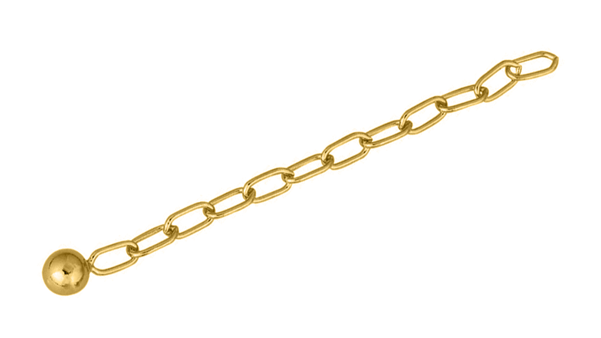 Chaînette de rallonge doré avec boule Ø 5 mm L 5,5 cm profil (maillons grands)
