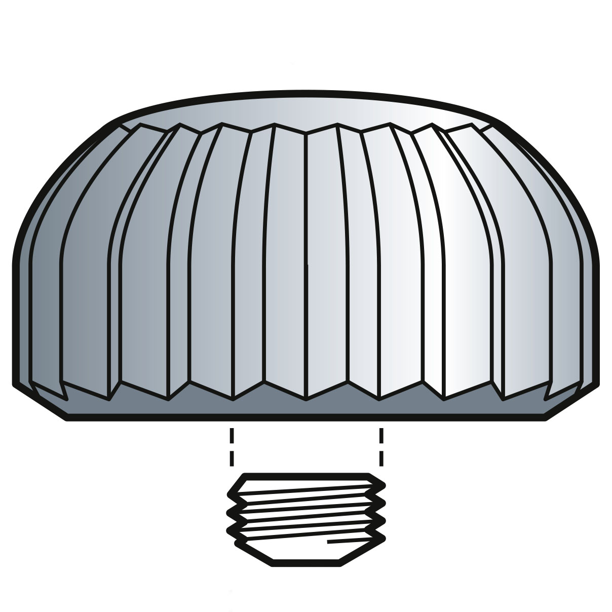 Couronne Bret 916 B, acier inoxydable, Ø 5,0, tubus 2,5, filetage 0,9, étanche
