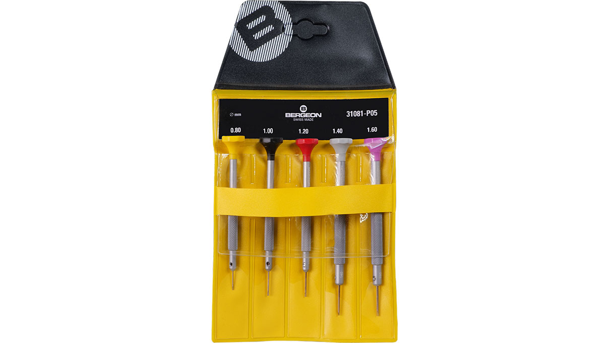 Bergeon31081-P05 assortiment avec 5 tournevis, antimagnétiques