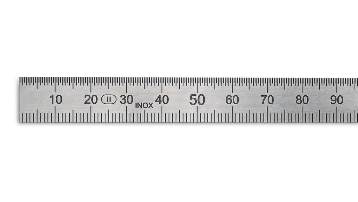 Règle métallique, acier inoxydable, 2 échelles, 150 mm