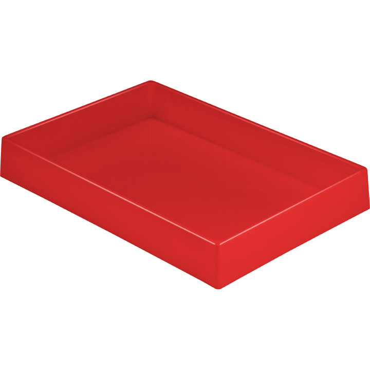 Plateaux creux, rouge, dimensions intérieurs 330 x 50 x 220 mm, empilables, polystyrène