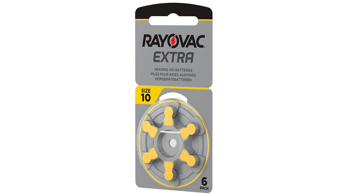 Rayovac Extra, 6 piles auditives No. 10 (Sound Fusion Technology), plaquette