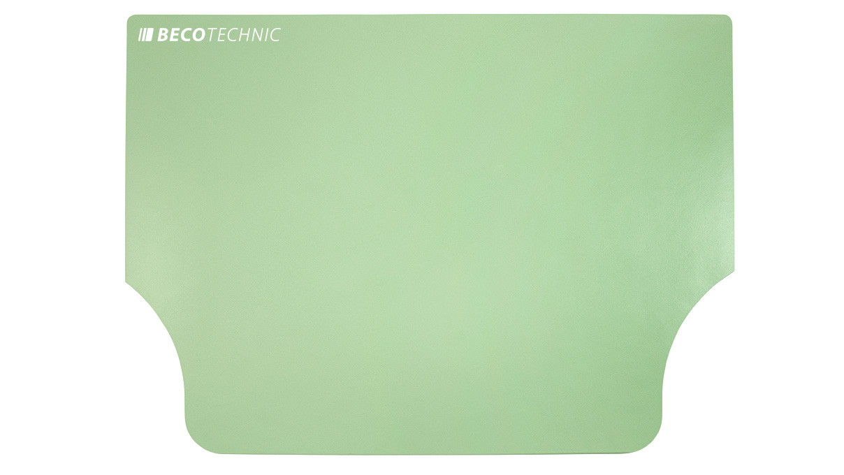 Tapis de travail pour plan de travail Ergolift Evolution 120/140 cm avec surface HPL et profilé en
caoutchouc dur, antistatique, spécifique au profil, 318 × 237 mm, souple, vert