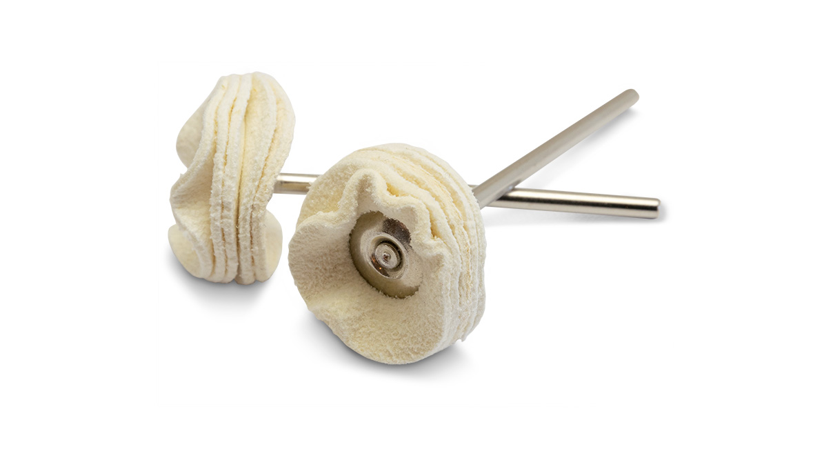 Roue de polissage, daim, naturel, Ø 22 mm, tige HP