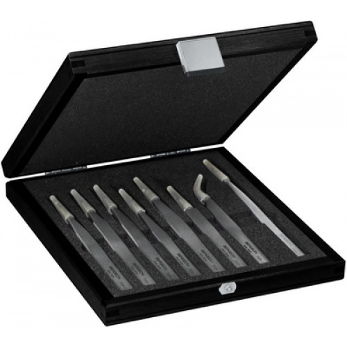 Bergeon 7028 assortiment de brucelles,  100 % amtimagnétiques, 8 pièces