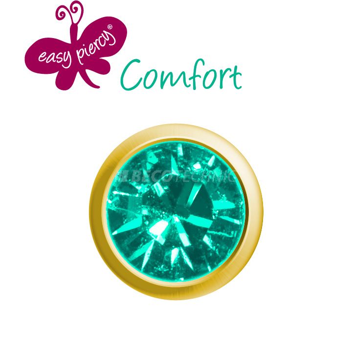 Easy Piercy Comfort 1 paire de boutons d'oreilles Ø 3,95 mm, doré, imitation turquoise