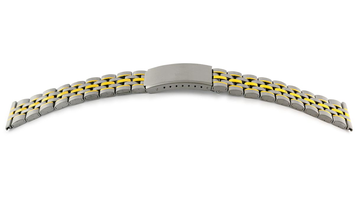 Uhrband Sport, Edelstahl, Bicolor, Breite 16 - 20 mm, Anstoß 22 mm, Länge 180 mm