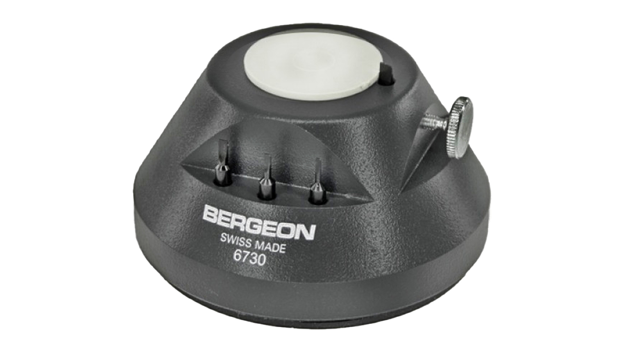 Bergeon 6730 Socle pour dévisser et visser les bracelets, en laiton, base Ø 70 mm