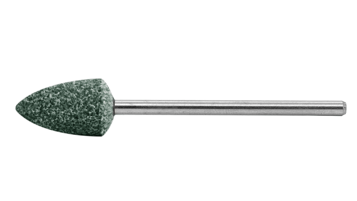 Abrasif céramique, carbure de silicium, vert, pointu, Ø 6 x 10,5 mm, tige HP