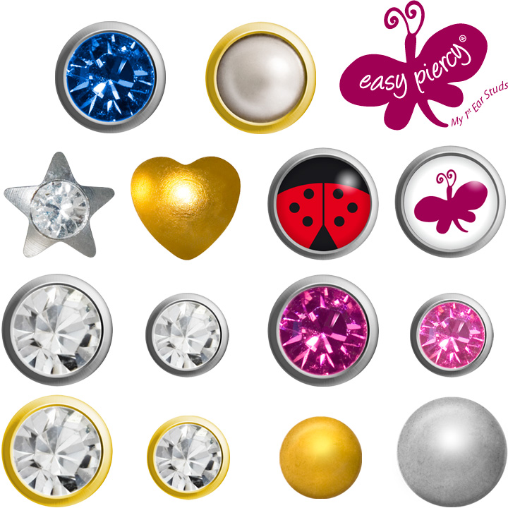 Easy Piercy Ensemble d'entrée de 56 paires de boutons d'oreilles