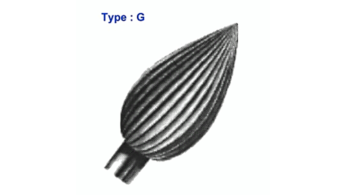 WS SQ fraise type G, flamme, tête Ø 1 mm, tige de 2,35 mm, 6 pièces