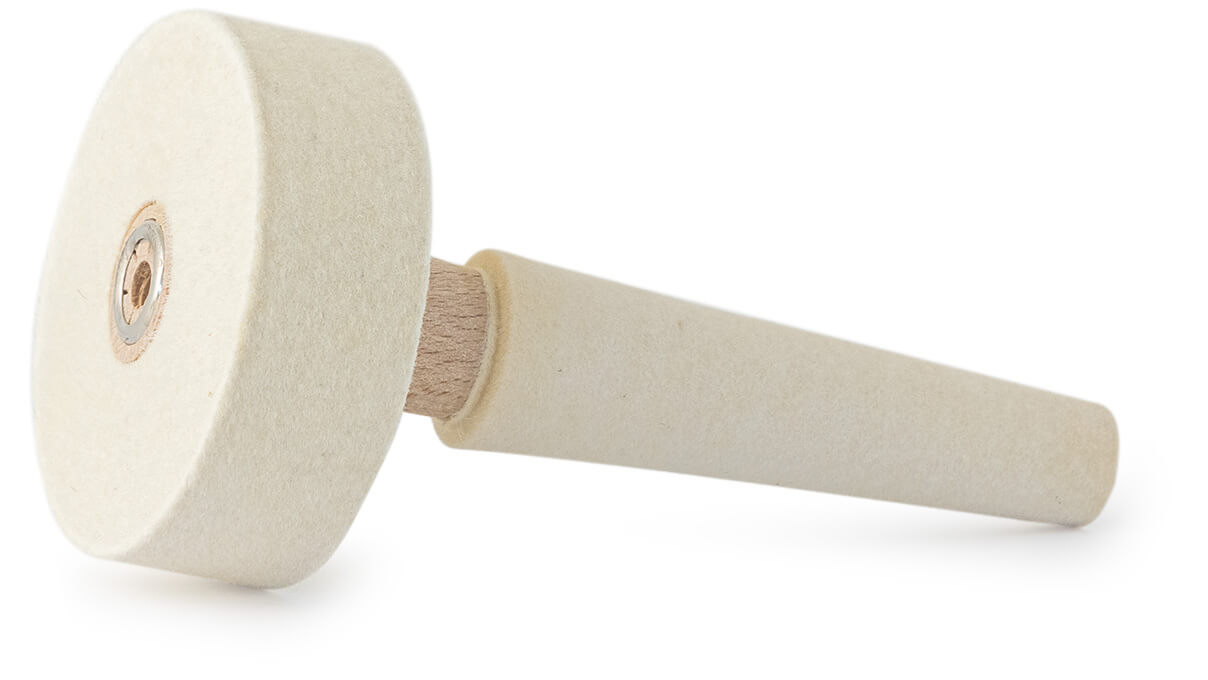 Cône en feutre avec disque, feutre de laine, blanc, cône Ø 14 - 22 mm, disque Ø 60 x 20 mm