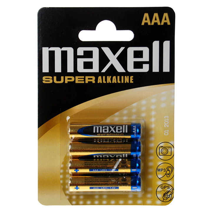 Maxell LR03 super 4 pièces blister, alkaline, pile AAA, longue maturité