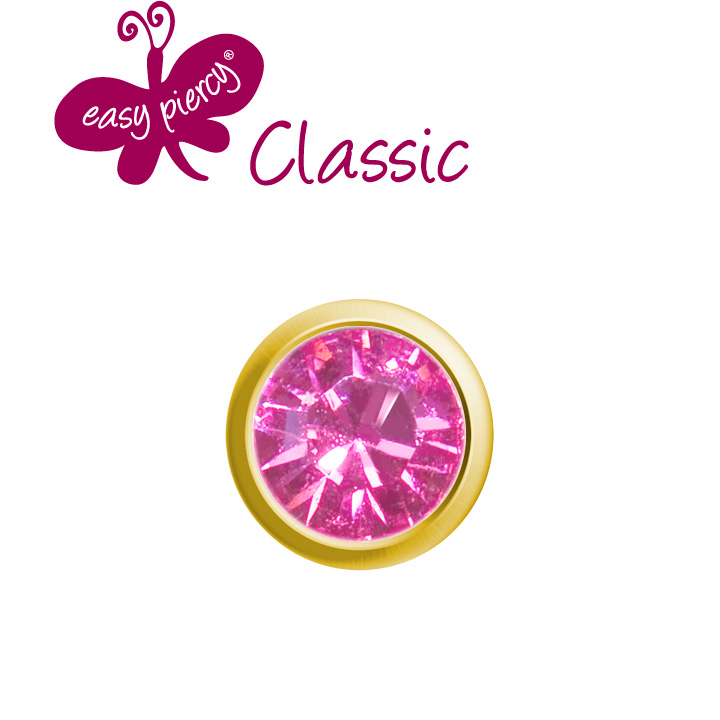 1 paires boutons d'oreilles Easy Piercy Classic, doré, mini imitation de rosé