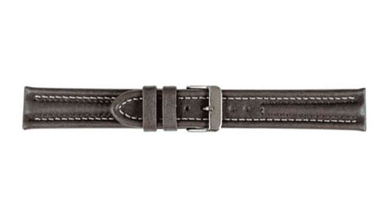 Bracelet de montre, Arizona Sport, Cuir de veau, 18 mm, Gris, Boucle Acier inoxydable