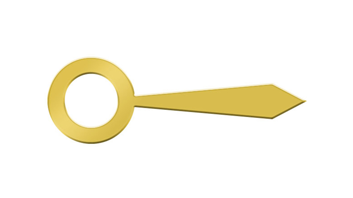 Aiguille des heures, droite large, jaune, trou Ø 1 mm, longueur 7,5 mm