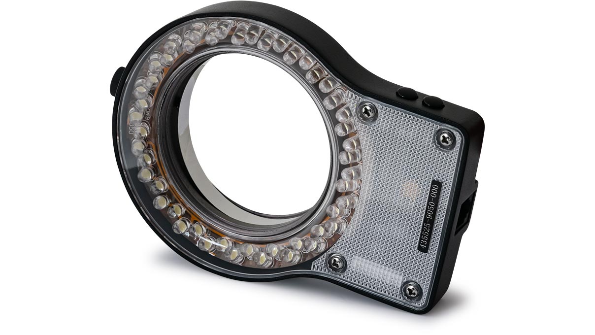 Luminaire annulaire K LED segmentable, 48 LED sur 2 rangées, 4 modes : plein, demi-cercle, quart de cercle ou 2 quarts de cercle
opposés, Ø 66 mm