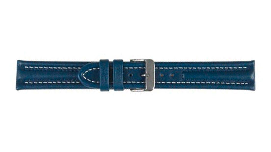 Bracelet de montre, Arizona Sport, Cuir de veau, 18 mm, Bleu foncé, Boucle Acier inoxydable