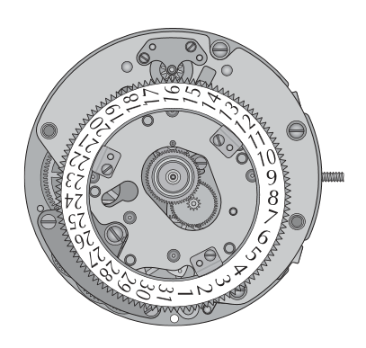 Mvt. ETA 206.211 13 1/4''' DATE4 SC AUTOQUARTZ CHR 3EYES Quartz (Akku)