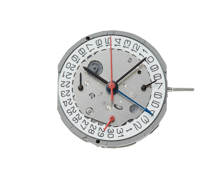 Mvt. Miyota FS27 10 1/2''' DATE4.5, Suspendu, SC CHR 24H SS MIN DUAL Quarz (377 | SR626SW) - Parallel Push