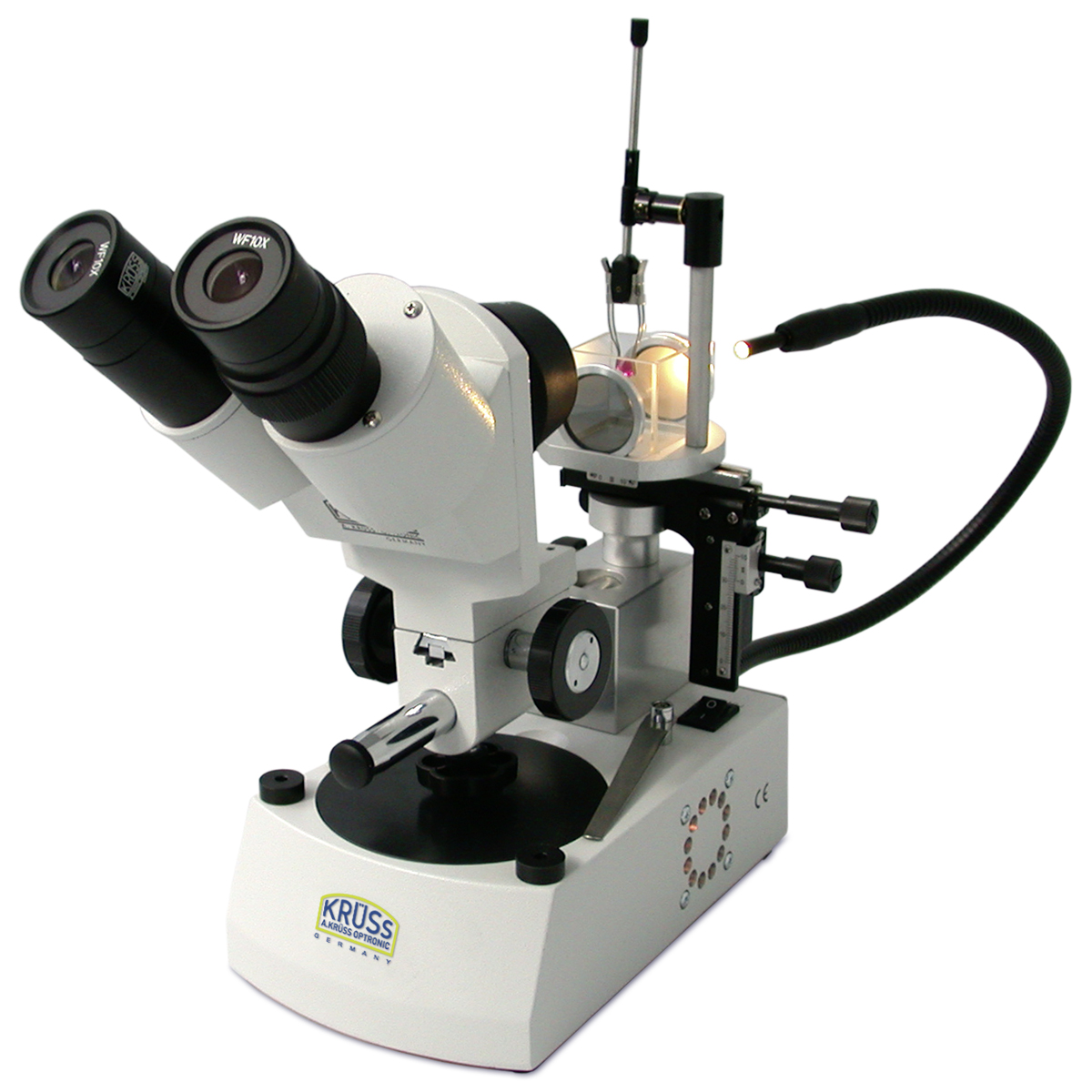Microscope stéréo pour pierres précieuses KSW4000-K-W, 10x et 30x, avec des accessoires pour l’étude dans des
liquides