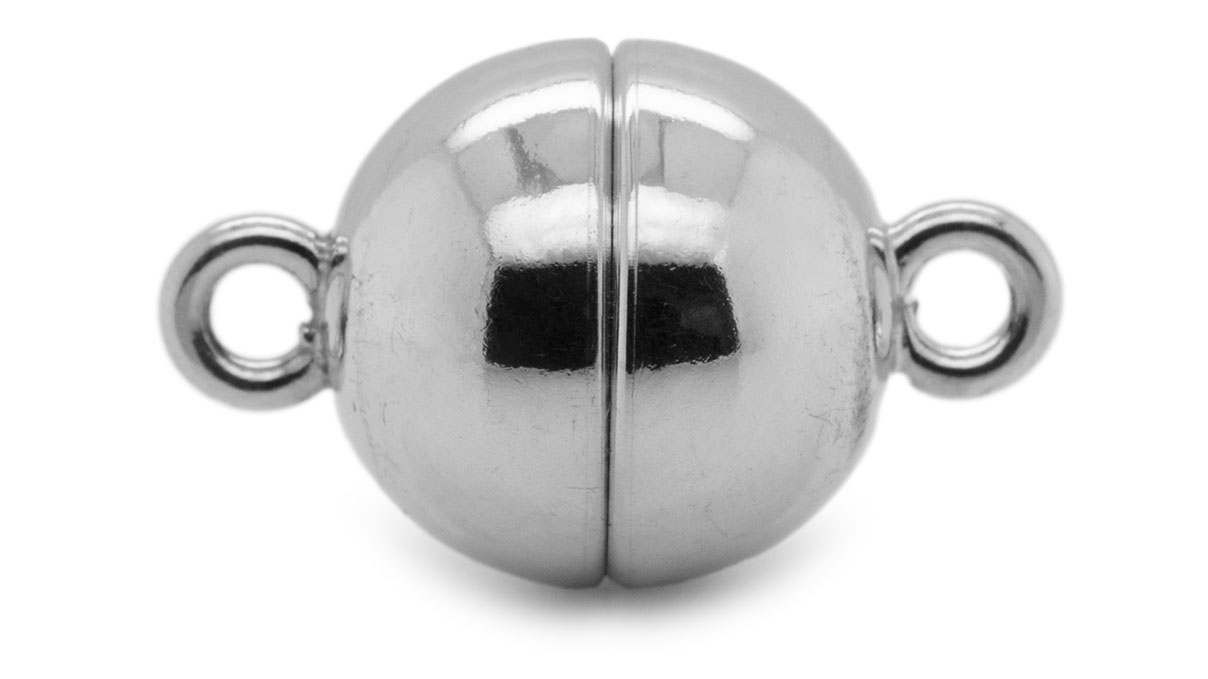 Fermoir magnétique, forme sphérique, Ø 12 mm, 925/- argent, poli