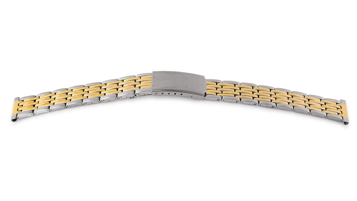 Bracelet de montre Elegance, acier inoxydable, bicolor, largeur 12 mm, cornes 14 mm, longueur 165 mm