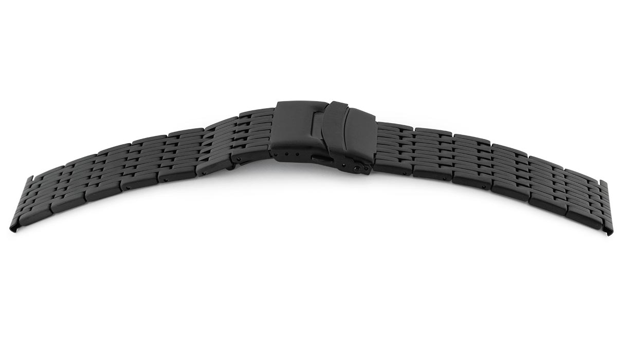 Bracelet de montre Elegance, acier inoxydable, PVD noir, largeur 22 mm, cornes 24 mm, longueur 175 mm