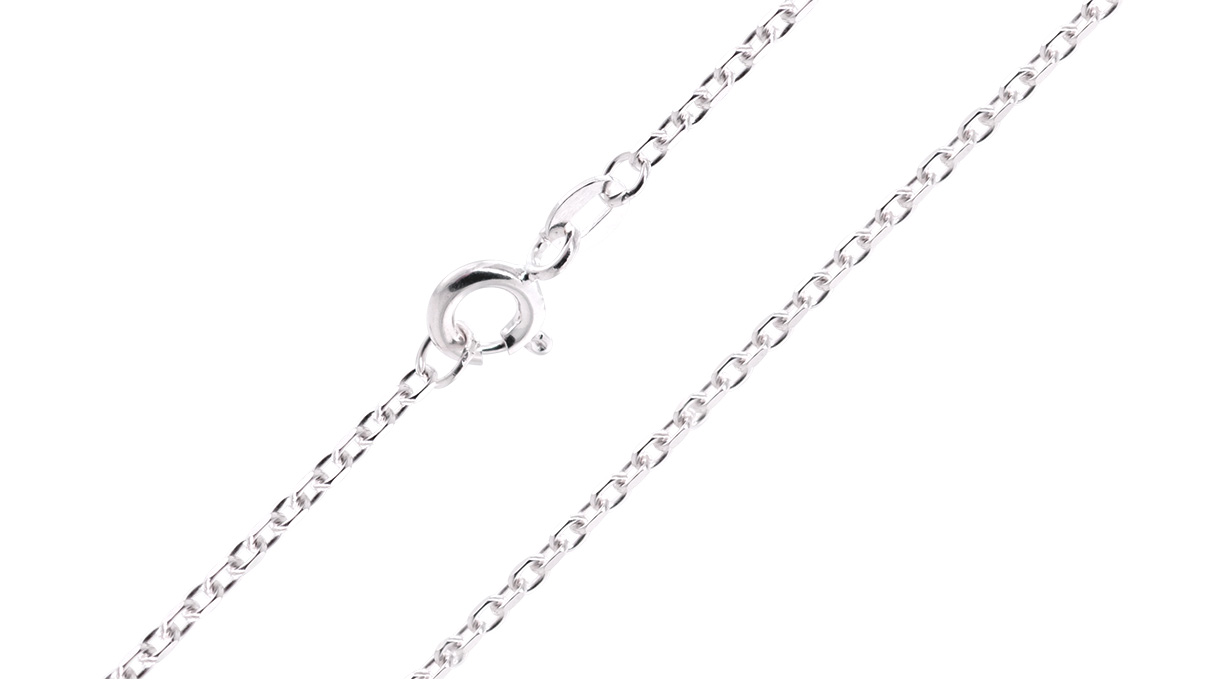Collier avec anneau à ressort, argent 925/-, chaîne d'ancrage polie au diamant, épaisseur du fil 0,40 mm,
longueur 55 cm