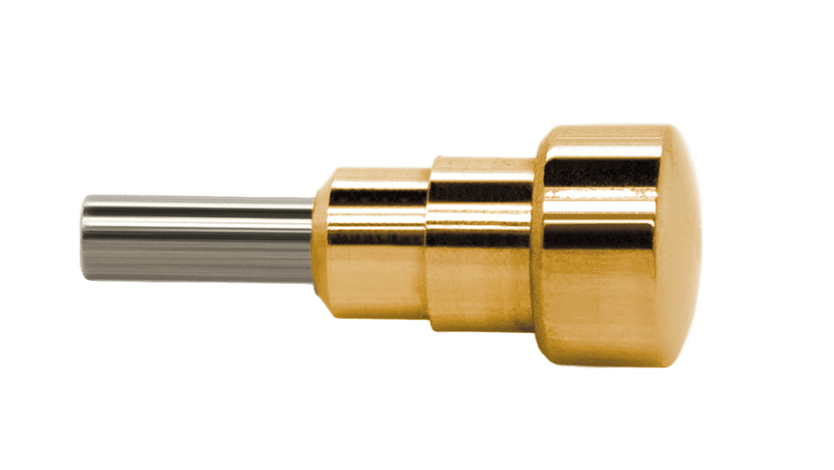 Poussoirs étanches P85Y pour des chronographes pour presser, tête Ø 4,5 mm, tube Ø 2,5 mm, coup de bouton 5,5 mm, dorés ( 3 Micron )