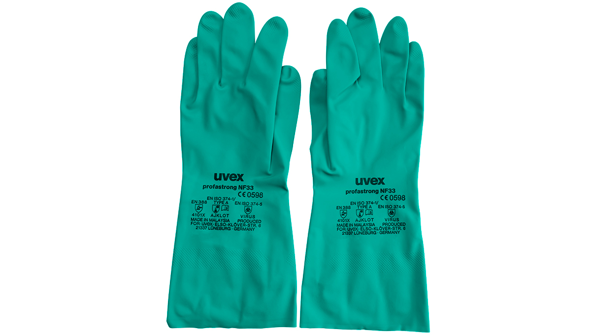 Gants de protection chimique, à haute résistance de la rupture, caoutchouc nitrile, taille S / 7