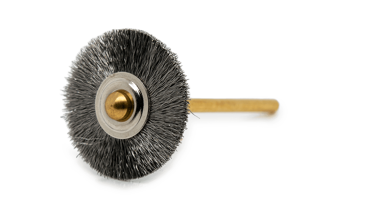 Brosse métallique, acier, Ø 19 mm, fil Ø 0,1 mm, tige HP