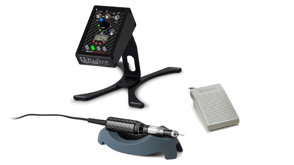 Badeco Système de micromoteur MX-4 Evolution, jeu avec commande, pièce à main, pédale, 4 supports