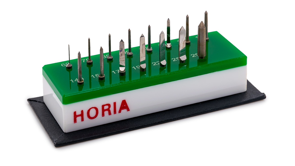 Horia H 500 Assortiment de 15 aiguisoirs, sur socle plastique