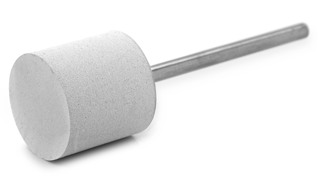 Pulidor Universal, blanco, cylindre, Ø 14 x 12 mm, suave, grano grueso, mango HP