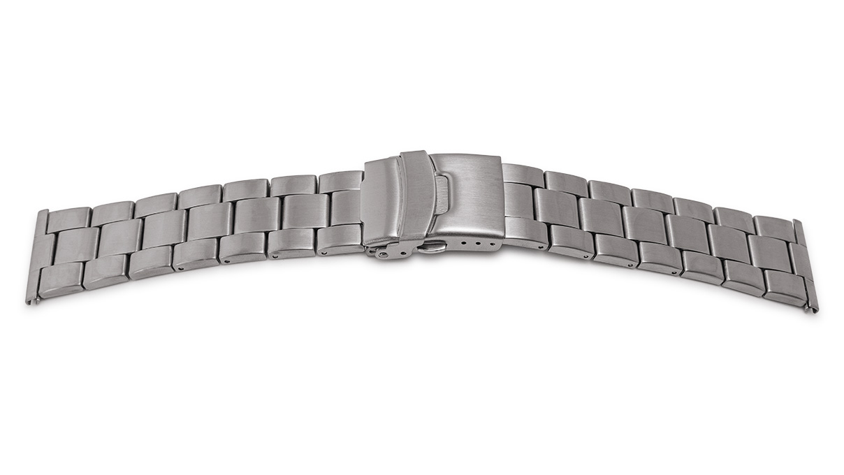 Bracelet en métal acier inox, fini massivement, extrémités 22-24 mm, largeur 20-22 mm