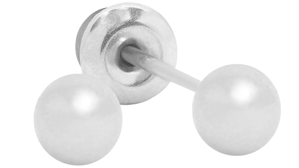 QPP Ohrstecker A3, Ball Ø 4 mm, Edelstahl weiß, 1 Paar