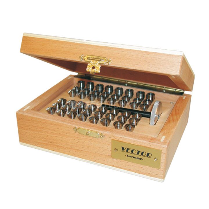 Jeu de 48 pinces de serrage pour tous de précision Vector, dans une boîte en bois