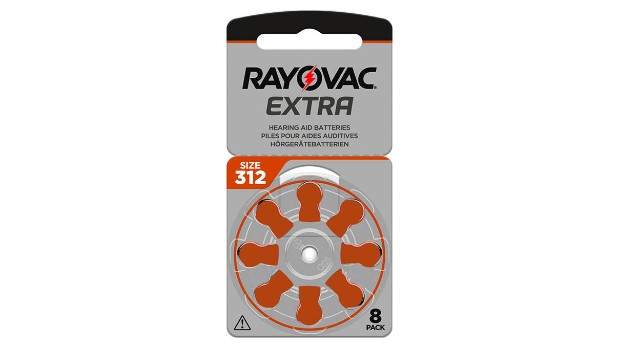 Rayovac Extra, 8 piles auditives No. 312 (Sound Fusion Technology), plaquette