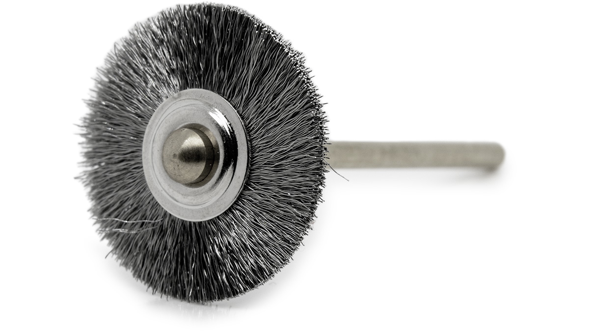 Brosse métallique, acier, Ø 21 mm, fil Ø 0,08 mm, tige HP