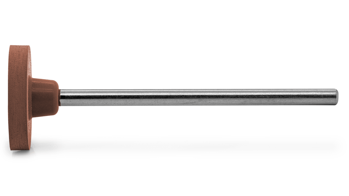 Polissoir Eveflex, rouge-brun, roue, Ø 14,5 x 2 mm, souple, grain moyen, tige HP