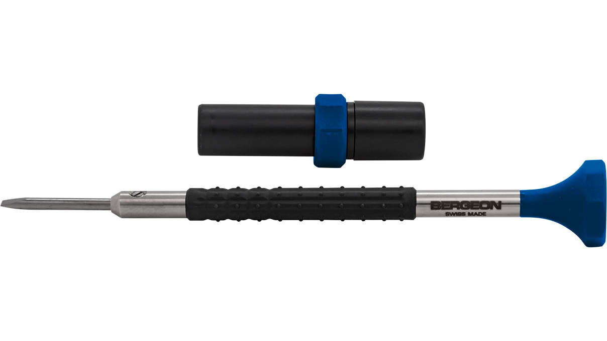 Bergeon 6899-AT tournevis, mèche 2,5 mm, bleu, avec mèches de rechange
