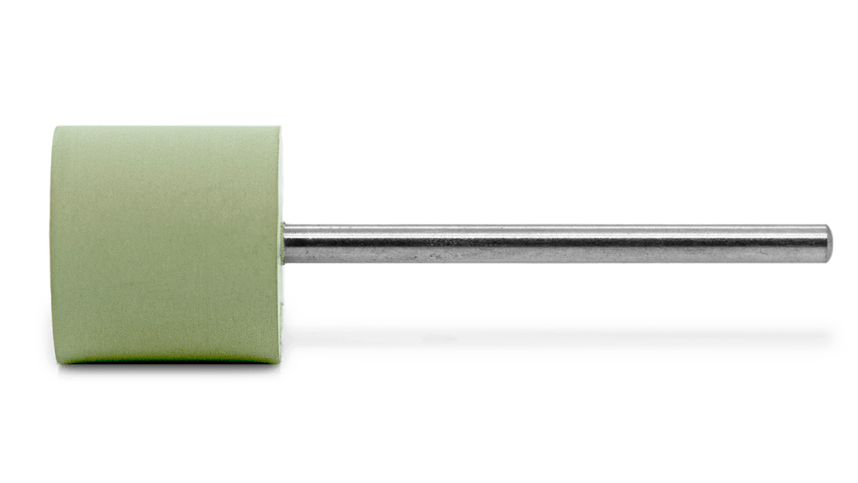 Polissoir Eveflex, vert clair, cylindre, Ø 14 x 12 mm, doux, grain très fin, tige HP