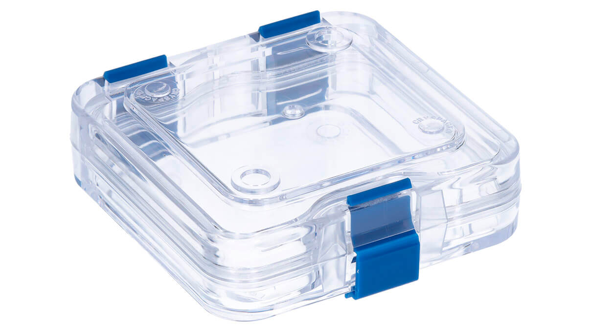 Boîte à membrane, 25 x 75 x 75 mm, à fermeture, transparente